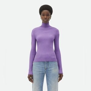 Bottega Venetta Purple Wool Ribbed Turtleneck Sweater